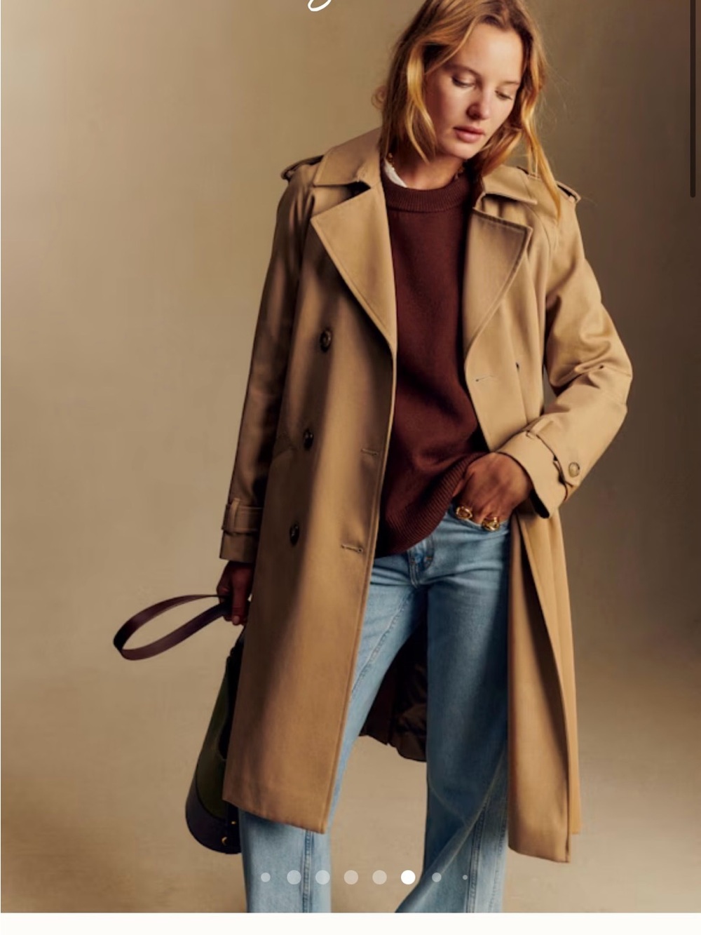 Sezane tan trench coat with brown lining - Picture 4 of 5